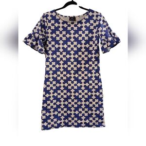 Sailor-Sailor Preppy Collegiate Game Day Ruffle Blue & White Dress-XS